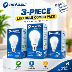 Rezzel LED Bulb 3-Piece Combo Pack (20W, 15W, 7W)