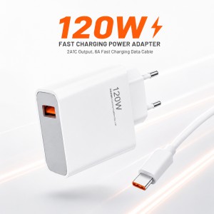 Xiaomi 120W Power Adapter Suit – Fast Wall Charger with 6A Fast Charging Data Cable & 2A1C Output Support